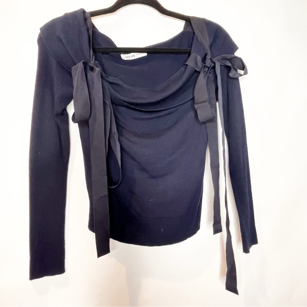 ADEAM | Shoulder Tie Black Sweater - Picture 2 of 5